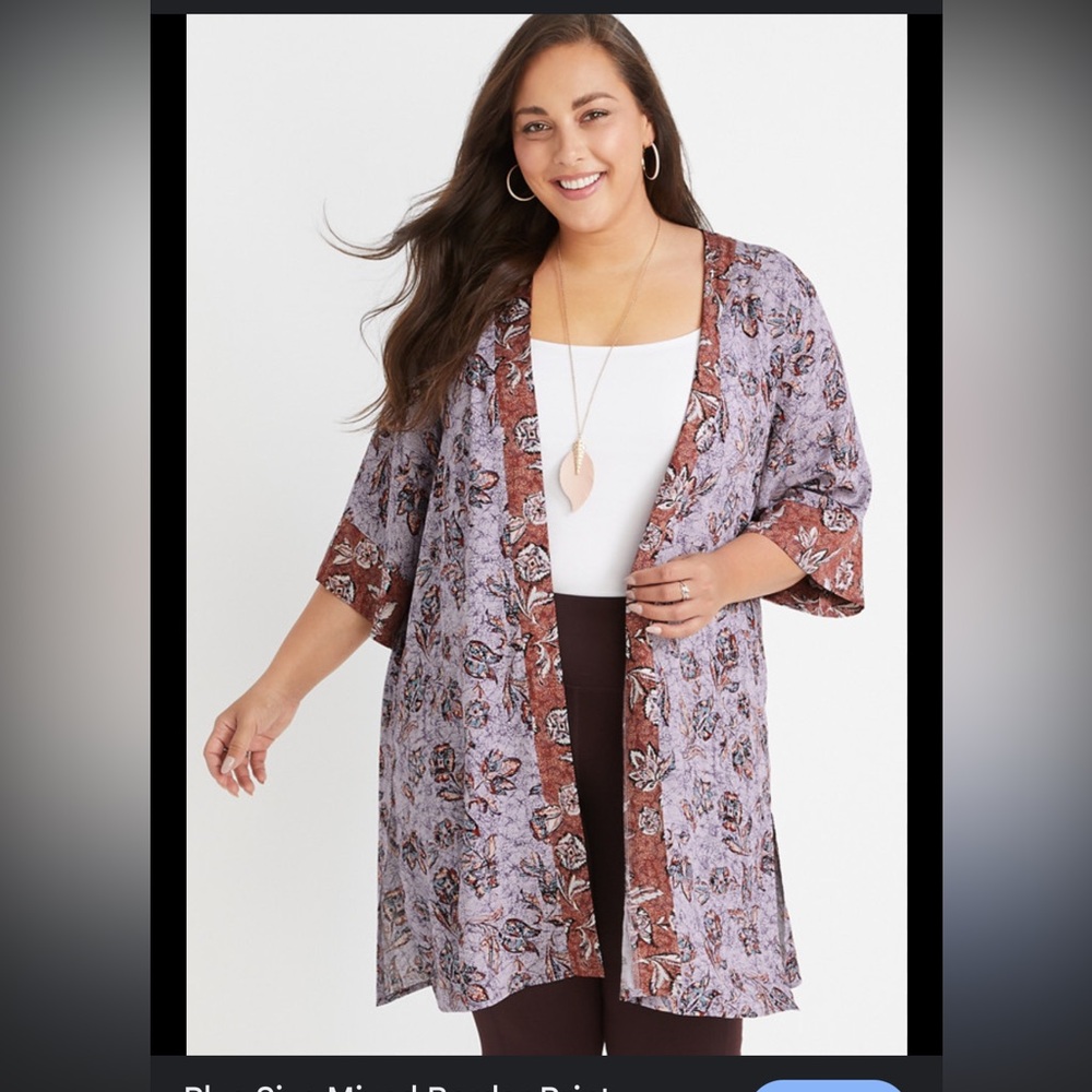 Maurice’s BOHO FLORAL large Kimono Cardigan paisley mix floral print